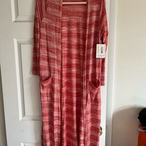 LuLaRoe Sarah corally Red Striped Cardigan